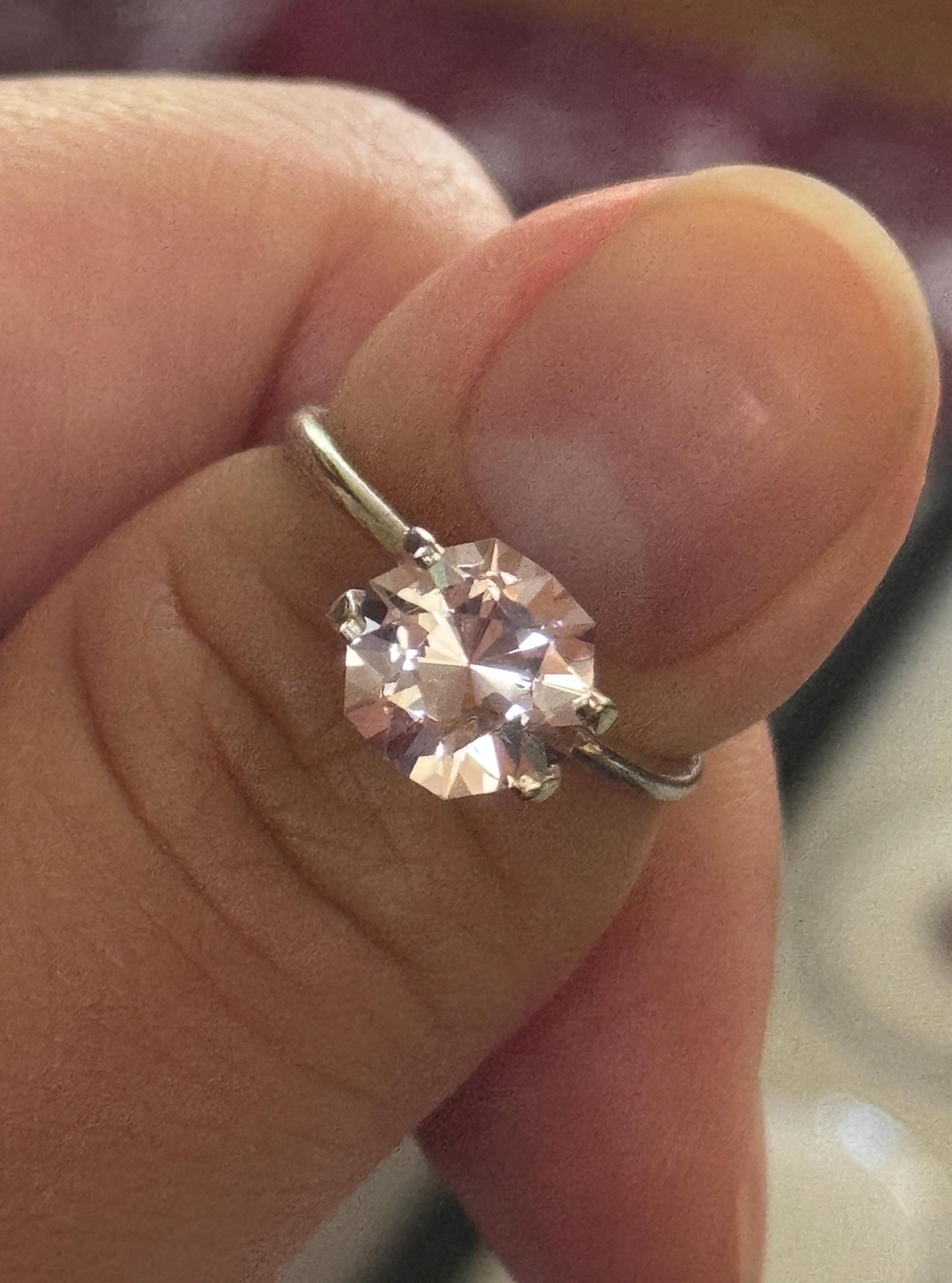 Light Pink Lab Sapphire Hexagon, 2.95ct